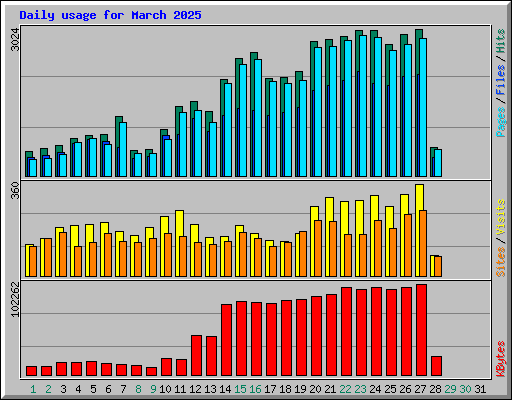 Daily usage for March 2025